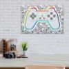imageSony PlayStation White Controller Gallery Wrapped Canvas Wall Decor  PlayStation Wall Art for Game Room or Teen BedroomGray